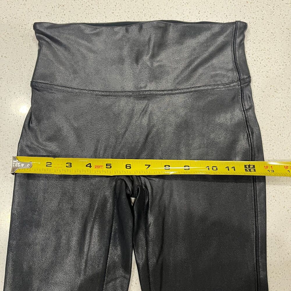 Spanx Faux Leather Leggings Size S Black High Rise Shaping Moto Coated Skinny - Picture 10 of 12
